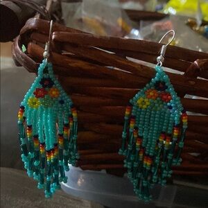 Handcrafted Beaded Earrings with Floral Design